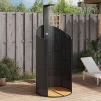 Vidaxl – Douche extérieure noire 100x100x241,5 cm – Résine tressée – Base en bois d'acacia – Jet rotatif – Résistance aux intempéries