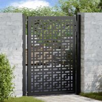 Vidaxl – Portail de jardin en acier galvanisé 100x125 cm – Design découpé au laser – Système de verrouillage avec 3 clés – Résistant à la corrosion