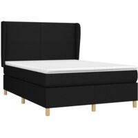 vidaXL Sommier à lattes de lit avec matelas Noir 140x200 cm Tissu