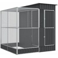 Vidaxl – Volière avec extension en acier galvanisé 209 x 203 x 216 cm – Grille 1 x 1 cm – Porte verrouillable – Pour oiseaux et petits animaux