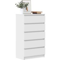 Vidaxl – Commode enfant blanche 60x36x103 cm – Bois d'ingénierie durable – 5 tiroirs spacieux – Surface facile à nettoyer