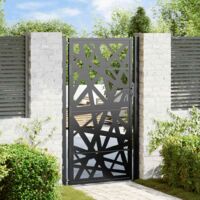 Vidaxl – Portail de jardin en acier galvanisé noir 105x180 cm – Design découpé au laser – Système de verrouillage avec 3 clés – Résistant aux intempéries