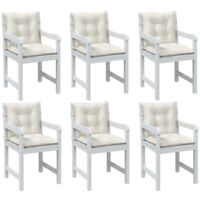 vidaXL Coussins de chaise à dossier bas lot de 6 crème mélangé tissu