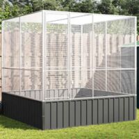 Vidaxl – Volière en acier galvanisé 211x207x212 cm – Grille 1x1 cm – Porte verrouillable – Grand espace d'activité pour oiseaux et petits animaux