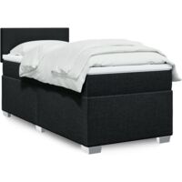 vidaXL Sommier à lattes de lit avec matelas Noir 90x190 cm Tissu