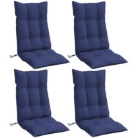 vidaXL Coussins de chaise à dossier haut lot de 4 bleu marine