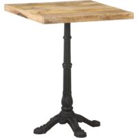Vidaxl – Table de bistro 60x60x77 cm – Bois de manguier brut – Finition naturelle – Base en fonte pour stabilité – Unique et durable