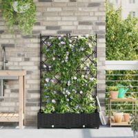 Bac à fleurs avec Treillis 2 pcs Noir 80 x 40 x 125.5 cm PP vidaXL