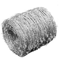 Vidaxl – Fil barbelé galvanisé 500 m – Ø 1.6 mm – 2 fils haute résistance – Distance entre picots 10 cm