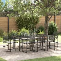 vidaXL Garden Dining Set 9 pcs Black Poly Rattan