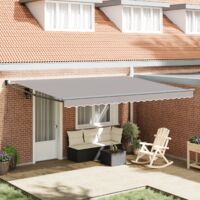 vidaXL Awning Manual Light Grey 450 x 300 x 165 cm Polyester and Metal