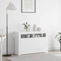 Vidaxl – Buffet blanc LED 116 x 30 x 75 cm en bois d'ingénierie – Éclairage RGB intégré – Design moderne et rangement pratique