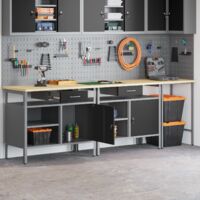 Vidaxl – Ensemble d'établi modulable 3 pcs – Acier enduit de poudre – Charge maximale 300kg – Étagères métalliques pour rangement efficace