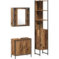 vidaXL Bathroom Vanity Units with Shelf 3 pcs Brown Engineered wood