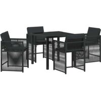 vidaXL Garden Dining Set 5 pcs Black Poly Rattan