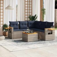 vidaXL 6 Piece Garden Sofa Set with Cushions Grey Poly Rattan (US only)