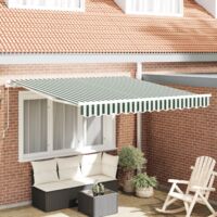 vidaXL Retractable Awning Green and White 350 x 250 cm