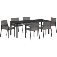 vidaXL Garden Dining Set 6 pcs Grey Powder-Coated Steel