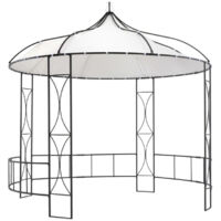 Vidaxl – Kiosque de jardin rond 300 x 290 cm en polyester blanc – Structure en fer avec détails décoratifs – Résistant aux UV et à l'eau