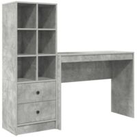 vidaXL Desk with Drawer with Shelf with Storage 2 pcs Concrete Grey