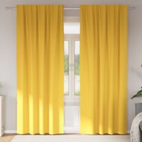 vidaXL Rideaux occultants avec anneaux 2 pcs Jaune moutarde