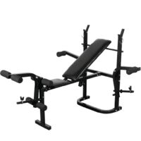Vidaxl – Banc de musculation noir réglable – Construction en acier durable – Large gamme d'exercices pour bras, jambes et dos – Appareil de fitness
