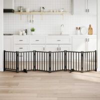 vidaXL Barrière pour chiens avec porte 6 panneaux bois de sapin massif