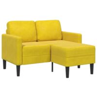 vidaXL Canapé 2 places avec méridienne en L jaune 125 cm velours