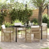 vidaXL Garden Dining Set 5 pcs Beige Poly Rattan