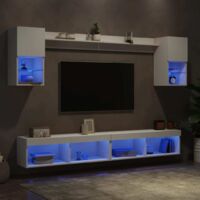 vidaXL Unités murales TV avec LED 6 pcs blanc bois d'ingénierie