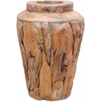 Vidaxl – Vase de décoration en bois de teck 40 x 60 cm – Finition à l'huile – Coupe irrégulière unique – Pour extérieur et intérieur