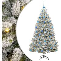 vidaXL Sapin de Noël artificiel Vert et blanc 180 cm PVC et métal