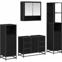 vidaXL Bathroom Furniture Set 4 pcs Black Oak Engineered Wood