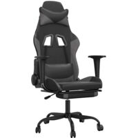 vidaXL Massage Gaming Chair with Footrest Black&Grey Faux Leather