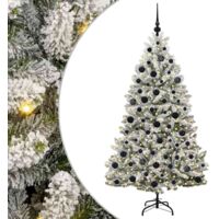 vidaXL Sapin de Noël artificiel Vert et blanc 180 cm PVC et métal
