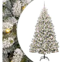 vidaXL Sapin de Noël artificiel Vert et blanc 180 cm PVC et métal