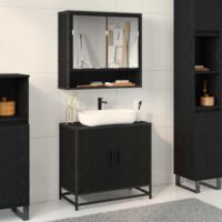 vidaXL Meuble de Lavabo de Salle de Bain Chêne noir 65 x 33 x 60 cm