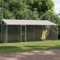 vidaXL Cage pour chien avec toit Argenté 600 x 200 x 256 cm