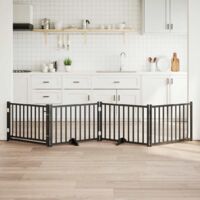 vidaXL Barrière pour chiens avec porte 4 panneaux bois de sapin massif