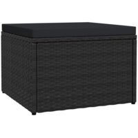 vidaXL Tabouret de jardin avec coussin Noir Résine tressée