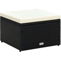 vidaXL Footstool Ottoman Poly Rattan 53x53x30 cm Black