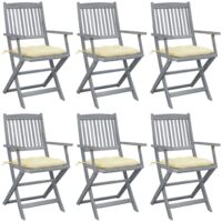 Chaises pliables d'extérieur lot de 6 et coussins Bois d'acacia vidaXL