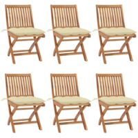 Lot de 6 Chaises de Jardin Exterieur pliables - Chaises Relax Design avec coussins Bois de teck vidaXL