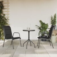 vidaXL Ensemble à manger de jardin 3 pcs noir acier