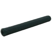 vidaXL Chicken Wire Fence Steel with PVC Coating 25x1,2 m Green