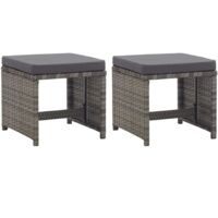 vidaXL Garden Stools 2 pcs with Cushions Poly Rattan Anthracite