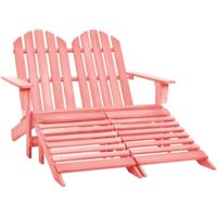 vidaXL 2-Seater Garden Adirondack Chair&Ottoman Fir Wood Pink