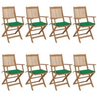 Lot de 8 Chaises de Jardin Exterieur pliables - Chaises Relax Design avec coussins Bois d'acacia vidaXL