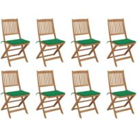 Lot de 8 Chaises de Jardin Exterieur pliables - Chaises Relax Design avec coussins Bois d'acacia vidaXL