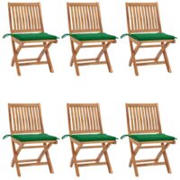 Lot de 6 Chaises de Jardin exterieur pliables - Chaises Relax classique avec coussins Bois de teck vidaXL